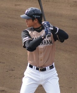Shohei Otani at-bat for the Nippon Ham Fighters (Photo by YakuBaka.com)